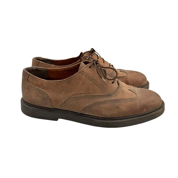 Florsheim Brown Roughout Suede Round Toe Lace Up Wingtip Oxford Dress Shoes - Picture 5 of 10